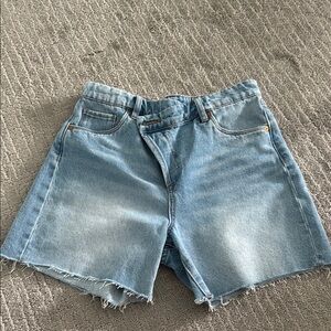 Blank NYC Blue Jean Shorts High-Waisted Frayed Hem